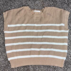 Moon & Madison Tan and White Striped Knit Top